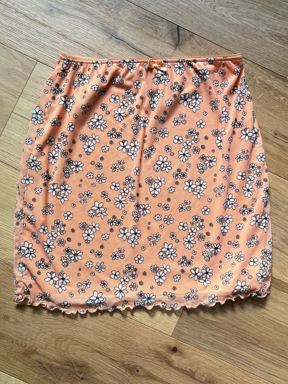 Wild Fable Mesh Skirt M Peach Orange Floral Y2K Coastal Beach
